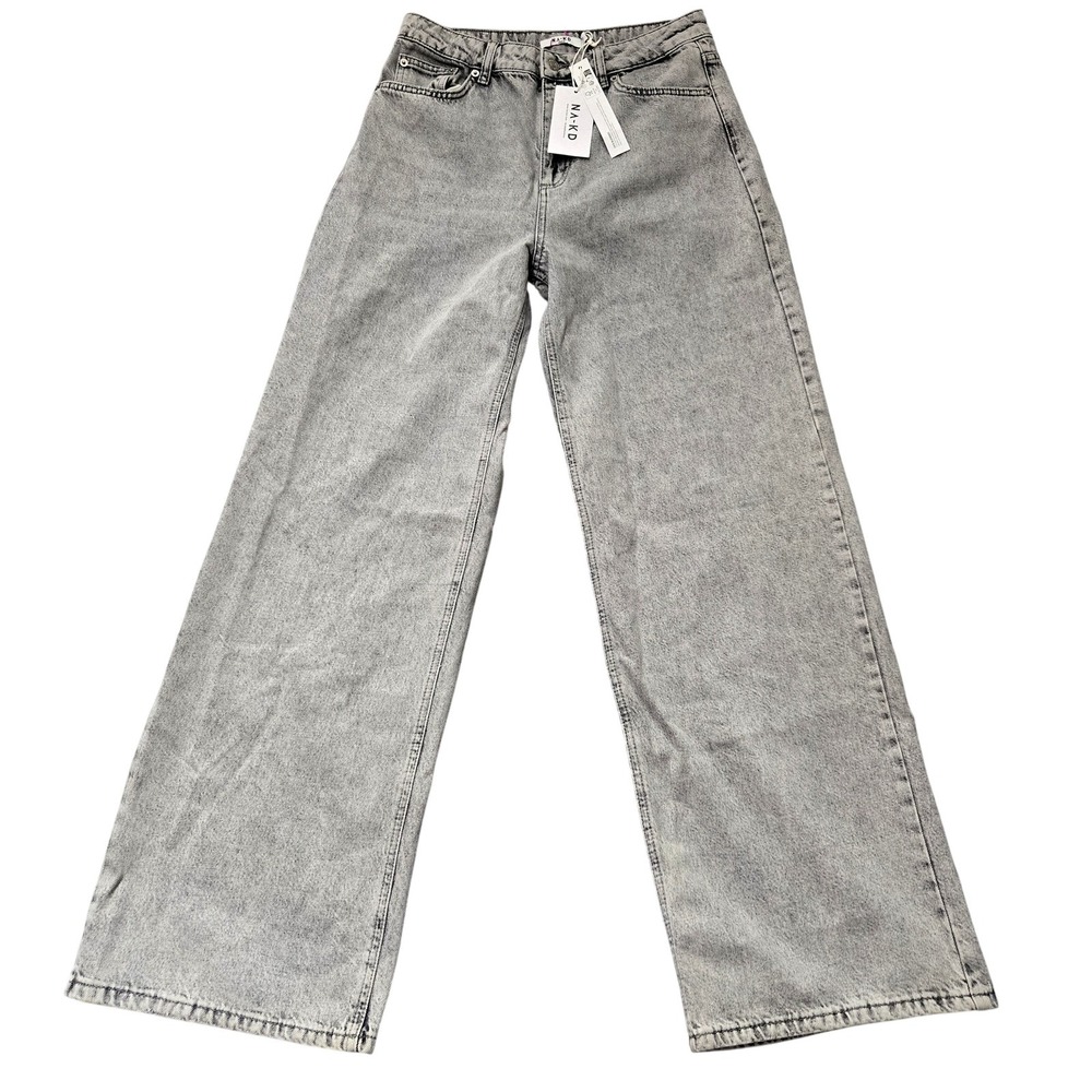 NA-KD Jeans Womens 40 Gray Straight Leg High Rise Relaxed Fit‎ Denim NWT
